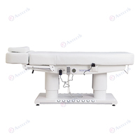 Lit de Beauté Électrique 4 Moteurs Chauffant Réglable, Table de Traitement Facial avec Pédale de Contrôle, Équipement Professionnel pour Spa, Massage et Salon de Cils