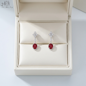 Últimos Productos: Pendientes de Rubí Rojo Intenso, Joyería de Oro Blanco Sólido de 18K, Gema de Rubí con Corte Ovalado, Diamante Natural para Uso Diario de Chicas - Product Image 2