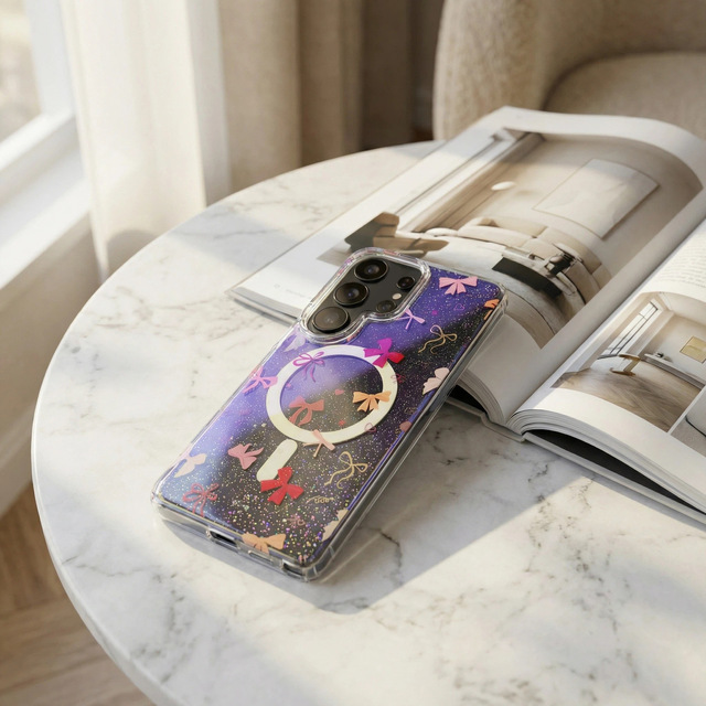 Wholesale PC TPU Mobile Phone Case for Samsung for Galaxy S26 Color Plating 2H Hard Coating Heart Glitter Magnetic Cover