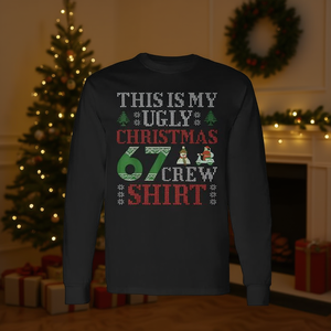 Questa è la maglietta a maniche lunghe di Natale Ugly Christmas 67 Crew, regalo di Natale - Product Image 2