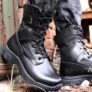 รองเท้าบูทหนังสีดำ TST0302 สำหรับงานภาคสนาม กันน้ำ เหมาะสำหรับกิจกรรมกลางแจ้งทุกฤดู รองเท้าเดินป่าและฝึกซ้อมแบบหนัก - Product Image 2