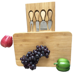 Bamboo Cheese Board <b>Set</b> With Drawer And Knives Dishwasher Safe For Food Prep - Product Image 4