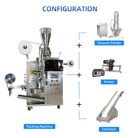 Machine d'emballage multifonctionnelle pour sachets intérieurs et extérieurs, scellage 3 côtés, pour granulés de thé, avec fil et étiquette