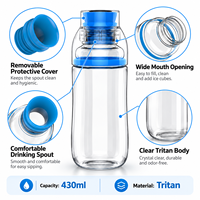 Bouteille de sport Tritan de qualité alimentaire pour la rentrée scolaire, motif fruits mignon, sans BPA, réutilisable, avec couvercle à boire directement, 430 ml, joint en silicone