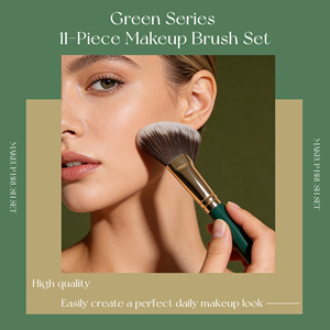El Set de Brochas de Maquillaje Premium de 11 Piezas de la Serie Verde Viene con un Esquema de Colores Novedoso y Materiales de Alta Calidad - Product Image 4