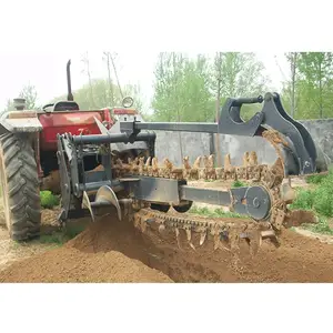 Landbouwtractor 3 Hefinrichting Trencher Machine Graven 15hp Diesel Power Chain Trencher Pijp Leggen Diepe Trencher