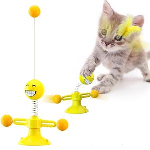 Negozio di animali di vendita caldo della fabbrica nuovo giradischi interattivo rotante Catnip Toys divertente Spring Cat Teaser Stick Toy con ventosa - Product Image 1