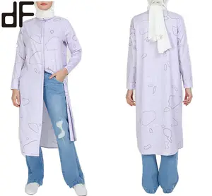 Day Look Fashion Factory Customized Muslim Long Sleeve Blouses Open Long Shirts Blouse Tunic For Women Work Floral Print Blouse