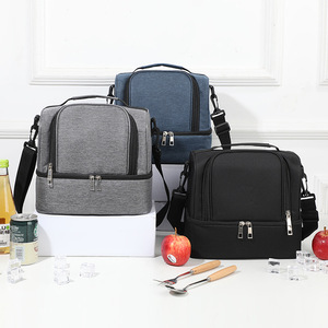 Insulated Lunch Bag Portable Insulated Cooler Bag With Shoulder Strap For Outdoor Use Gray Navy Blue Black Red Pink - Product Image 2