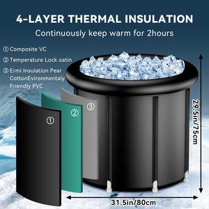 Bañera inflable portátil de alta resistencia de 112 galones, bañera de recuperación de cápsulas de hielo, terapia de agua fría para atletas, piscina de inmersión, bañera de hidromasaje al aire libre - Product Image 2