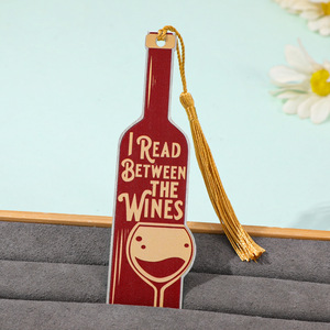 Marcapáginas Creativo con Forma de Botella de <span class=keywords><strong>Vino</strong></span>, con Borla, Texto Divertido, Marcapáginas Gótico de Acero Inoxidable - Product Image 6