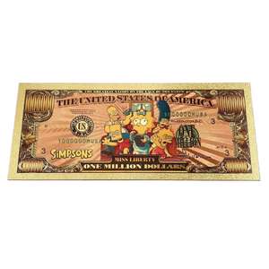Amerikaanse Komiek De Simpele Herdenkingsgouden Bankbiljetten Van Plastic Goudfolie Bookmark Livestream Geschenkcollectie - Product Image 2