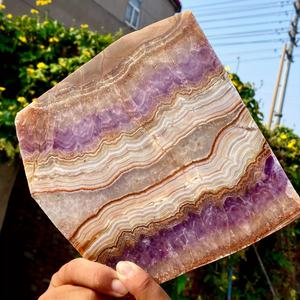 Vente en gros de tranches d'agate d'améthyste naturelle, forme libre, artisanat sculpté écologique, pierre précieuse de guérison, cristal Fengshui, décoration de la maison - Product Image 1