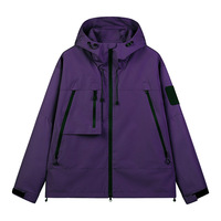 Veste d'extérieur en tissu polyester imperméable et coupe-vent à fermeture éclair sur mesure en gros pour hommes