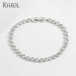 RAKOL BP2214 Classique Nouvelle Mode Zircon Cuivre Diamant Bracelet Femmes Ensemble de Bijoux Chaîne Cadeau - Product Image 4