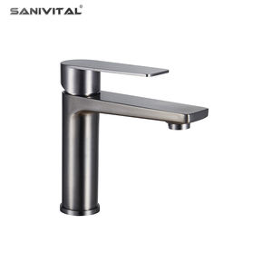 Robinet de <span class=keywords><strong>lavabo</strong></span> de salle de bain moderne SANIVITAL à montage sur pont, en acier inoxydable, mélangeur chaud et froid, robinet de <span class=keywords><strong>lavabo</strong></span> <span class=keywords><strong>pas</strong></span> <span class=keywords><strong>cher</strong></span>, gris - Product Image 1