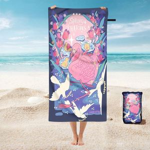 Serviettes de plage Famingo en microfibre suédée compactes et légères, 100 % recyclées, avec logo personnalisé, séchage rapide, sans sable, avec sac - Product Image 1