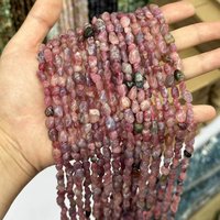 Perles de pierre naturelle de tourmaline rose polies de 6-8 mm, irrégulières, pour la fabrication de bijoux DIY, cristal de guérison