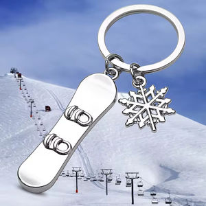 Llavero de metal con diseño de panda, esquí, snowboard, patines de hielo y globo de nieve, recuerdo de los Juegos de Invierno - Product Image 2