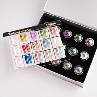 Nouveau design 15 couleurs de poudre chromée pour ongles avec boîte d'emballage