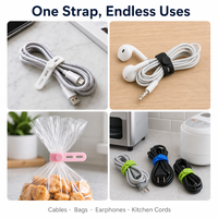 Attache-câble en silicone réutilisable, sangle de rangement de cordon réglable, gestion des fils multi-usages, attache en silicone de qualité alimentaire