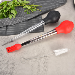 Turkey Seasoning Pump Silicone Needle With Cleaning Brush Meat Injector Barbecue Tool Red And Black - Product Image 4