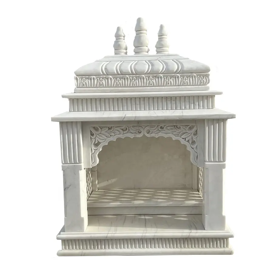 Familie Marmeren Tempel Aanbidding Elegante En Indiase Stijl Hand Gesneden Mooie Witte Marmeren Huis Decoratieve Mandir Tempel Sculptuur