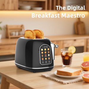 Yeni Retro 2 dilim akıllı tost OEM paslanmaz çelik elektrikli ev aletleri dokunmatik ekran ekmek kızartıcı 6 ekmek türleri ile - Product Image 5