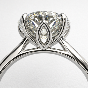 Anillo elegante minimalista de platino con diamantes para mujer, anillo de compromiso simple, anillo de boda, joyería fina, regalo para uso diario - Product Image 4