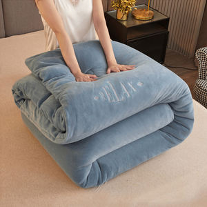 Couette en velours de lait brodée double face de couleur unie de classe A <span class=keywords><strong>pour</strong></span> l'hiver, épaisse et chaude, taille king queen - Product Image 6