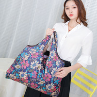 Bolsa de Compras Plegable Reutilizable, Tejido Reciclado GRS, Estampado Floral, Asa Reforzada, Se Plega en una Bolsa, Bolsa de Supermercado, Logotipo Personalizado