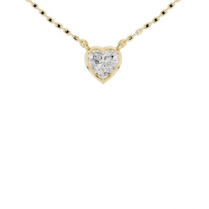 Romantic Heart Shape Lab Grown Diamond Necklace Solid 14K 18K Yellow Gold Bezel Set Pendant for Women Fine Jewelry <b>Gift</b> - Product Image 3
