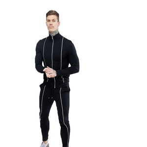 KY Reflective Piping Training Jogging Wear <span class=keywords><strong>Super</strong></span> <span class=keywords><strong>Skinny</strong></span> Fitness Track Suit con cordón en la cintura Pantalones <span class=keywords><strong>de</strong></span> algodón Deportes <span class=keywords><strong>de</strong></span> verano - Product Image 1