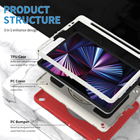 Étui robuste et résistant aux rayures pour tablette iPad A16 11 pouces avec support rotatif à 360°, sangle de poignet et emplacement pour stylet (modèles A3354, A3355, A3356)