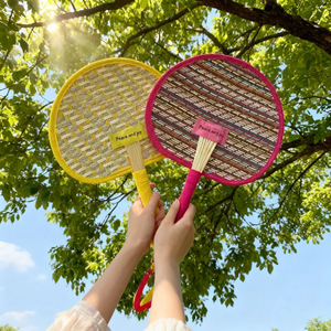 Handmade Woven Palm Leaf Fan Portable Handheld Straw Fan For Summer Outdoor Use - Product Image 1