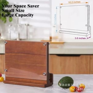 Support magnétique pour couteaux en bois massif, plaque de protection en acrylique, absorption magnétique puissante, support de rangement pour cuisine - Product Image 3
