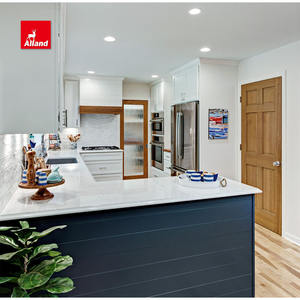 Allandcabinet White Lacquer Mdf Board Small Area Shaker Door Muebles de cocina con Shiplap Hood Armario de vidrio para casa remodelada - Product Image 3