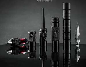 Stylo tactique multifonctionnel en acier tungstène et alliage d'aluminium, portable, pour l'extérieur, avec sifflet - Product Image 3