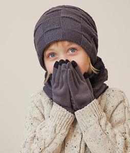 Enfants garçons enfants solide Plaid <span class=keywords><strong>tricot</strong></span>é Beanie <span class=keywords><strong>Snood</strong></span> gants ensemble hiver extérieur chaud <span class=keywords><strong>tricot</strong></span>é chapeau écharpe gants costume - Product Image 4