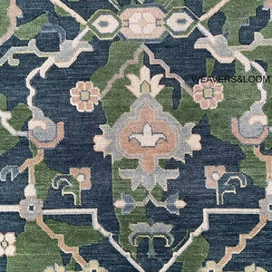 Tapis Oushak noué à la main 8x10, livraison rapide, vert, bleu, laine turque, tapis d'intérieur, style oriental floral, style vintage, décoration de salon - Product Image 3