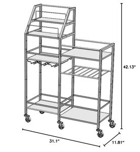 Carrito de Bar Mini SENYU con Ruedas, Soporte para Copas de Vino, Estante de Almacenamiento para Cocina, Comedor, Whisky, Licores y Alcohol - Product Image 3