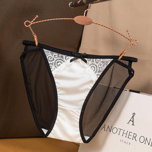 Mutandine Sexy da donna di alta qualità in pizzo oleoso a vita bassa a vita a vita tinta unita slip sensuali a contrasto di colore Bikini - Product Image 6