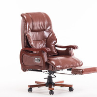 Fauteuil de massage Boss Office Fauteuil ergonomique en cuir de vachette avec massage à 7 points et repose-pieds