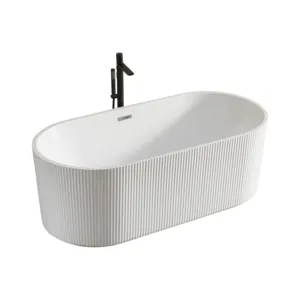 Rokbath K-8110 freistehende acryl-badewanne mit feiner wellenoberfläche luxuriöses badezimmer oval mit duscharmatur