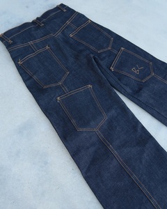 Tùy Chỉnh Xếp Ly Baggy Selvedge Nguyên Nhật Bản Denim Quần Nhà Sản Xuất 17Oz Hombre Với Nút Thiết Kế Xếp Chồng Lên Nhau <span class=keywords><strong>Jeans</strong></span> Người Đàn Ông - Product Image 4