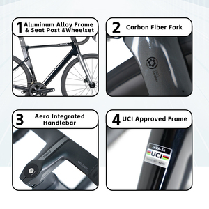 Vélo de route SILURO6 avec cadre en aluminium, fourche en carbone, transmission électronique L-TWOO ER7, freins à disque hydrauliques - Product Image 3