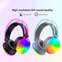 Casque Gaming Sans Fil à Éclairage LED Arc-en-Ciel, Stéréo Bluetooth avec Son Surround