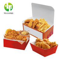 Emballage en carton pour poulet frit coréen, hot-dogs et burgers français, en matériaux recyclés de qualité alimentaire, avec revêtement UV, pour emporter
