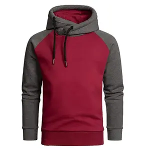 new design custom logo mens funnel slim fit two colours contrast hoodie