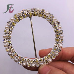 57mm גדול עגול ריינסטון אבזמים עם פרל טבעת/סיטונאי ריינסטון סרט שקופיות מעגל - Product Image 2
